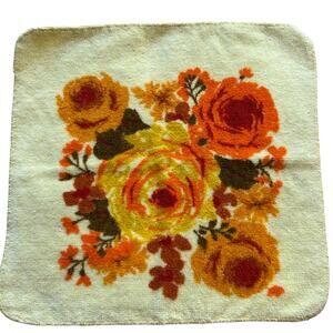 Vintage fashion Manor JCPenney yellow orange floral hand towel MCM roses